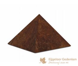 Bruin gepatineerde piramide urn van brons