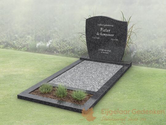 Budget golfkop grafmonument met bloemstrook