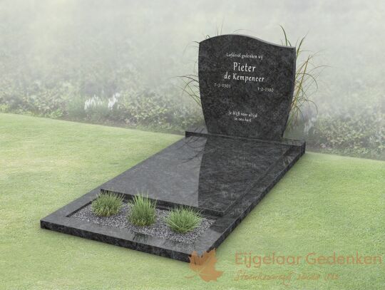 Budget golfkop grafmonument met bloemstrook