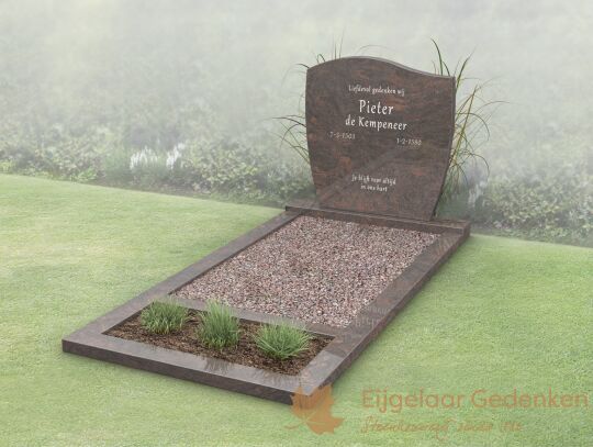 Budget golfkop grafmonument met open gedeelte met split