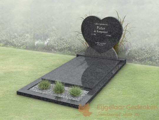 Budget grafmonument hartvorm met dekplaat en bloemstrook