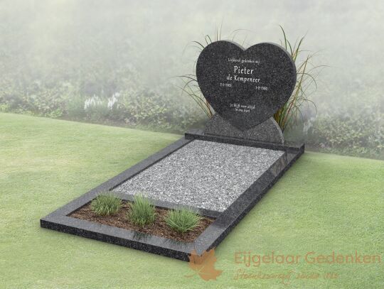 Budget grafmonument hartvorm met open gedeelte en bloemstrook