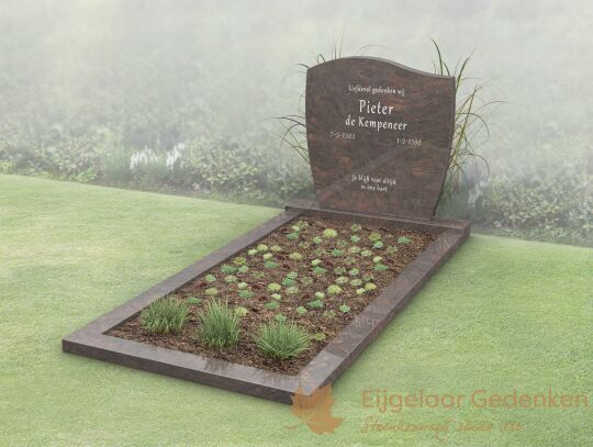 Budget grafmonument met golfkop en open gedeelte