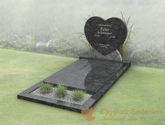 Budget grafmonument met hartvorm en bloemstrook