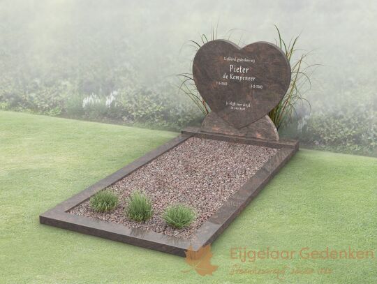 Budget grafmonument met hartvorm en open gedeelte