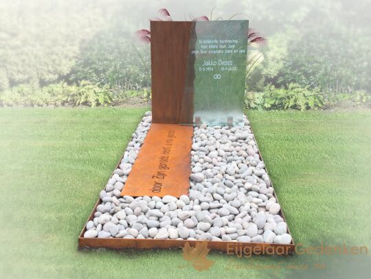 Cortenstaal grafmonument met glas