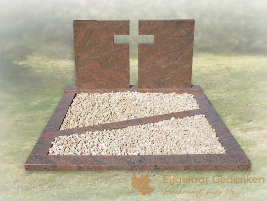 Dubbel grafmonument met kruis 014