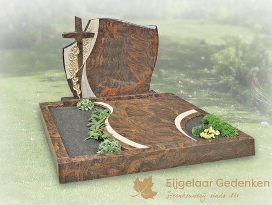 Dubbel grafmonument met kruis 016
