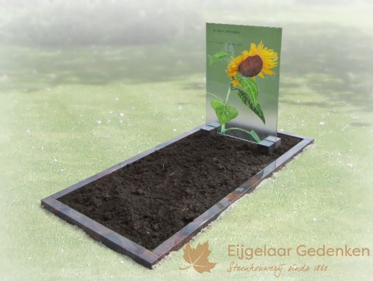 Glazen grafmonument AE47 met zonnebloem