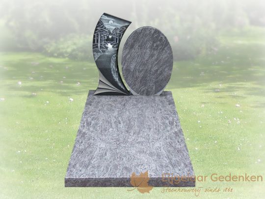 Grafmonument met ets gravure