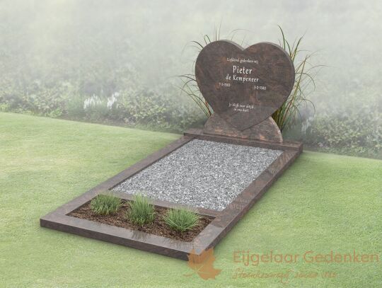 Grafmonument met open gedeelte en bloemstrook