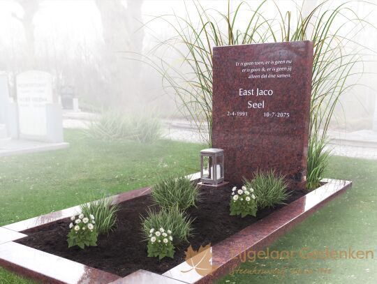 Grafmonument van rood natuursteen