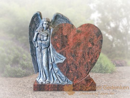 Grafsteen engel met hart