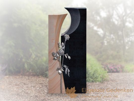 Houten grafmonument 10 met roos