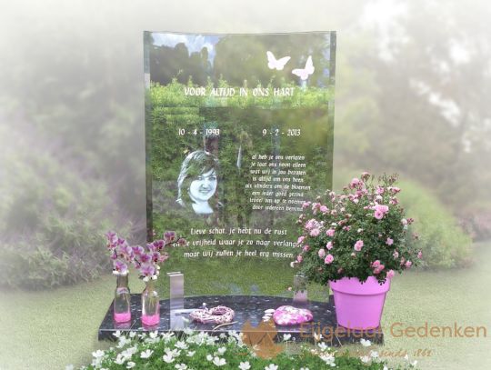 Kindergrafsteen glas met foto 013