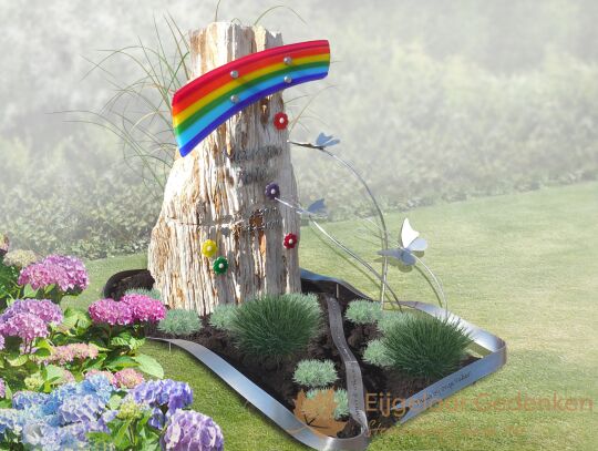Kindergrafsteen regenboog