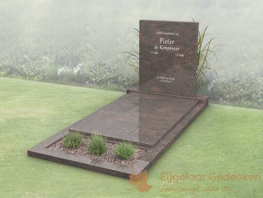 Modern budget grafmonument met dekplaat en bloemstrook