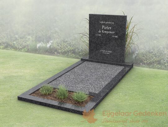 Modern budget grafmonument met bloemstrook