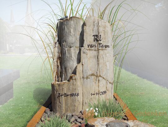 Natuurlijk grafmonument met bronzen accessoires