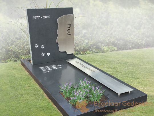 RVS grafmonument met silhouet