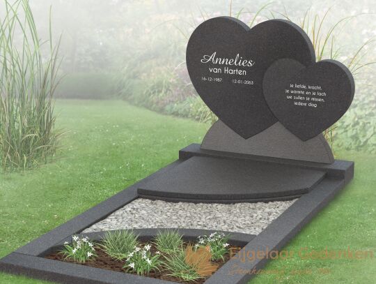 Twee harten als grafmonument