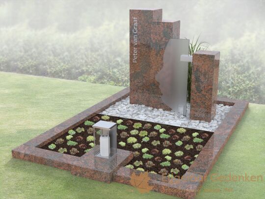 Zuilen grafmonument met silhouet