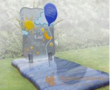 Blauw kindergrafje met ballon foto 1
