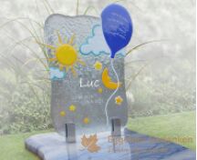 Blauw kindergrafje met ballon foto 2