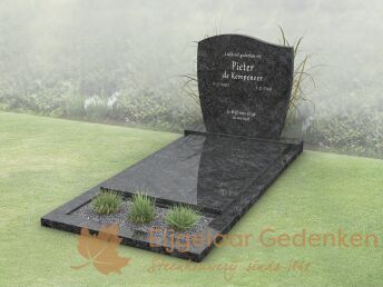 Budget golfkop grafmonument met bloemstrook en dekplaat