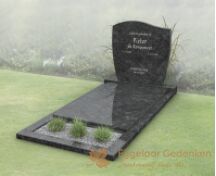 Budget golfkop grafmonument met bloemstrook en dekplaat foto 3
