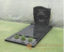 Budget golfkop grafmonument met bloemstrook en dekplaat foto 2
