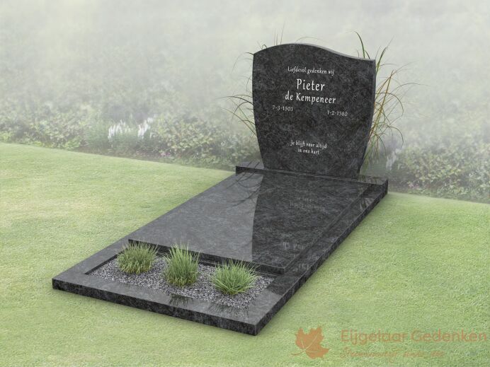 Budget golfkop grafmonument met bloemstrook en dekplaat foto 1