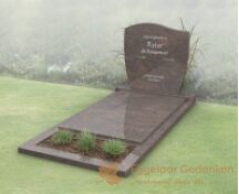 Budget golfkop grafmonument met dekplaat en bloemstrook foto 7