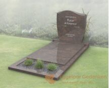 Budget golfkop grafmonument met dekplaat en bloemstrook foto 4