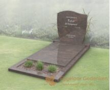 Budget golfkop grafmonument met dekplaat en bloemstrook foto 3