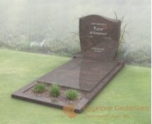 Budget golfkop grafmonument met dekplaat en bloemstrook foto 2