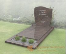 Budget golfkop grafmonument met dekplaat en bloemstrook foto 1