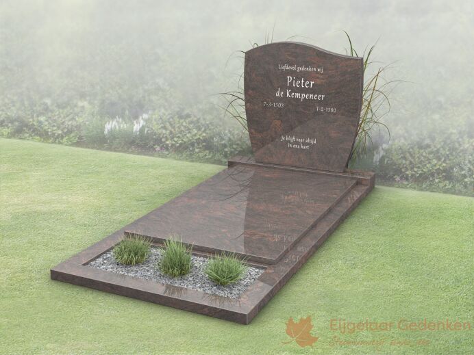 Budget golfkop grafmonument met dekplaat en bloemstrook foto 1
