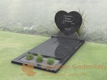 Budget grafmonument hartvorm met dekplaat en bloemstrook