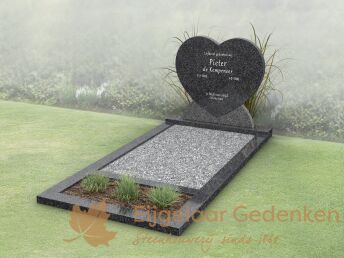 Budget grafmonument hartvorm met open gedeelte en bloemstrook