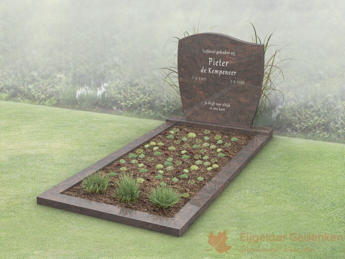 Budget grafmonument met golfkop en open gedeelte foto 1