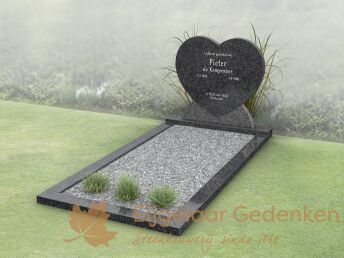 Budget hartvorm grafmonument met open gedeelte