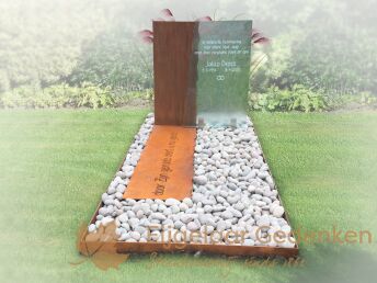 Cortenstaal grafmonument met glas