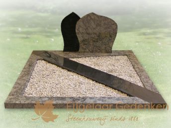 Dubbel grafmonument met 2 letterplaten 013