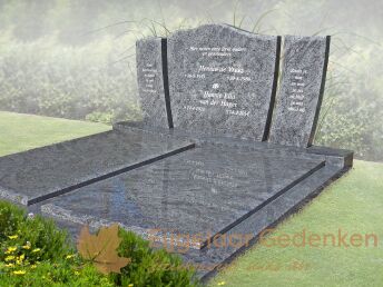 Dubbel grafmonument met driedelige letterplaat
