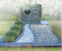 Eigentijds dubbel grafmonument met hart foto 1