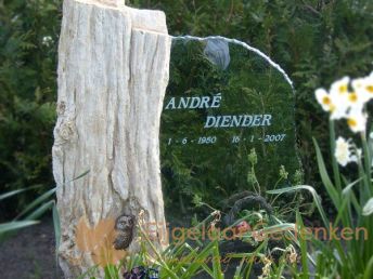 Glazen grafmonument AE50 met versteend hout