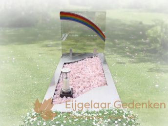 Glazen grafmonument AE64 met regenboog