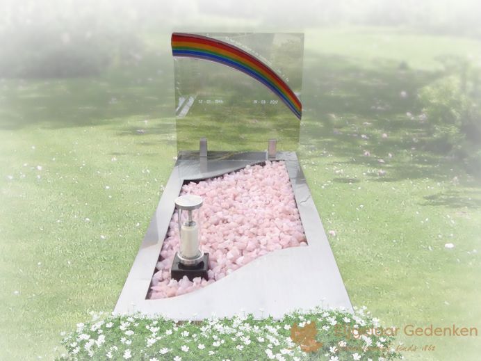 Glazen grafmonument AE64 met regenboog foto 1