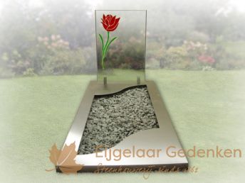 Glazen grafmonument AE68 met roos